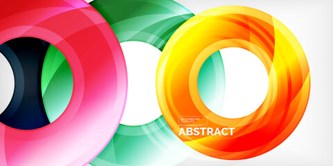 Fototapeta premium Bright colorful circles with light effects. Abstract background