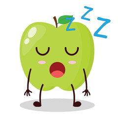 cute rest expression of green apple cartoon character