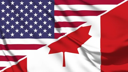 United waving flag animation of the United States and canada