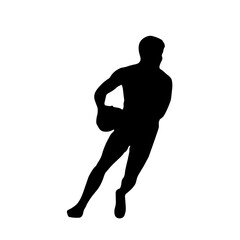 Silhouettes of rugby athletes on a white background