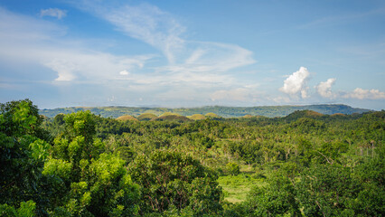 Clear Chocolate Hills scenery after the rain (wide angle)