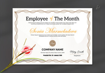 Employee of the month Certificate Template - Powered by Adobe