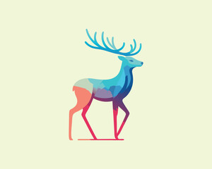 Deer Colorful logo gradient vector illustration