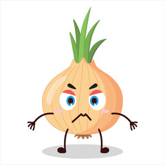 cute irritated expression of onion cartoon character