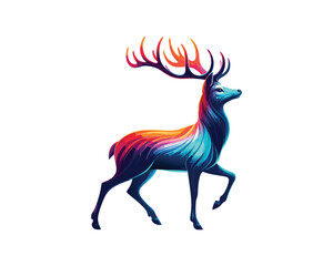 Obraz premium Deer Colorful logo gradient vector illustration