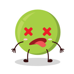 cute fainted expression of pea cartoon character