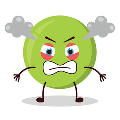 cute furious expression of pea cartoon character