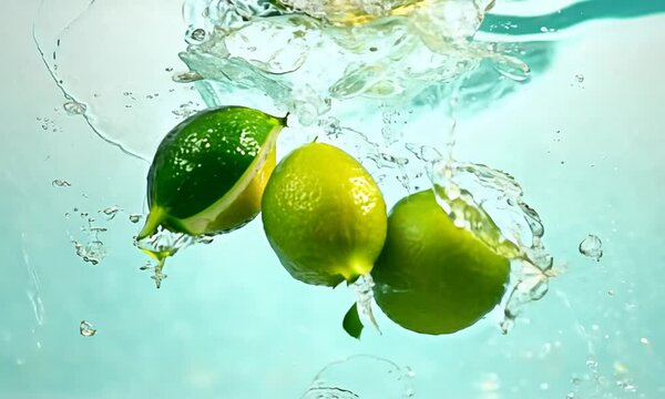 lime in water splash, lemon and lime, lime and water