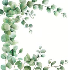 Obraz premium Eucalyptus green plant leaves on white background card decoration