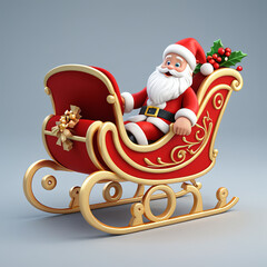 3d ICON of Christmas Santa Claus sleigh with decorative elements