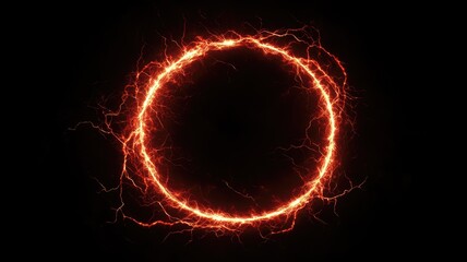 Glowing red and orange electric ring against black background