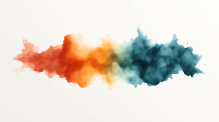 Obraz premium Abstract watercolor splash with gradient colors transitioning from red to orange to green on a white background.