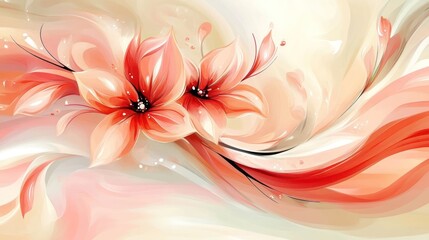Obraz premium A vibrant abstract design featuring delicate flowers in soft hues.