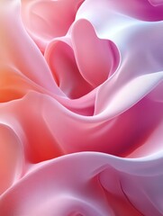 Obraz premium Delicate pink and white fabric waves creating a soft heart shape.