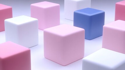 Obraz premium A collection of colorful cubes arranged in a minimalist setting.