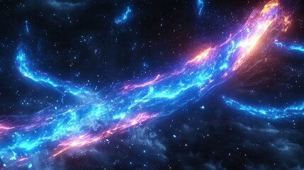 Obraz premium A vibrant cosmic scene showcasing swirling energy and colors in a starry backdrop.