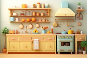 Kitchen furniture cabinet shelf.