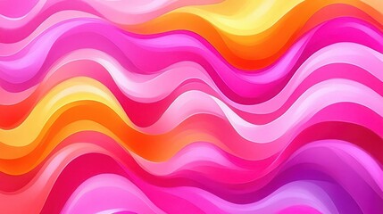 Obraz premium A vibrant abstract design featuring flowing waves of pink, orange, and yellow hues.