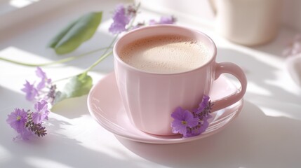 Fototapeta premium The Cute Pink Coffee Cup