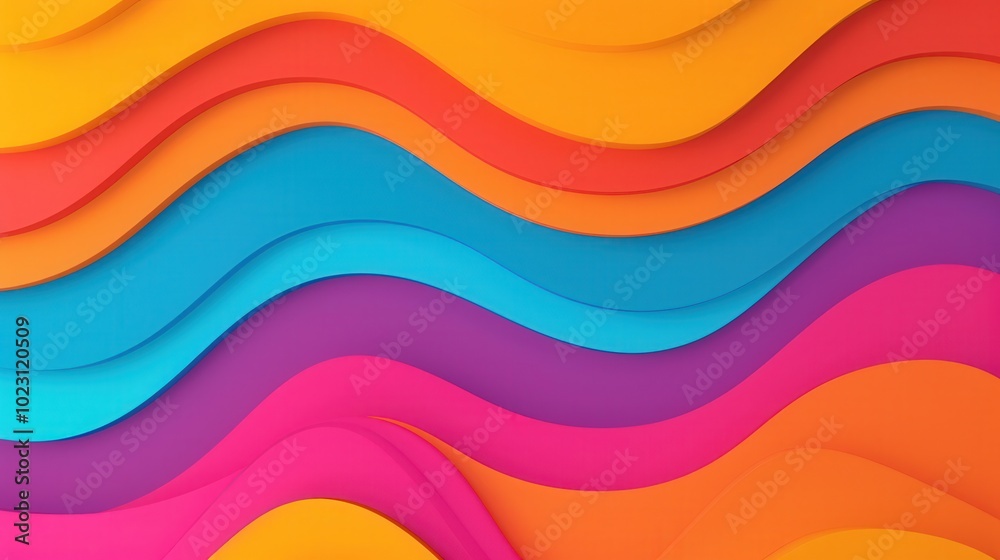 Canvas Prints vibrant modern 3d abstract art, a dynamic blend of vivid colors and flat design elements, creating a