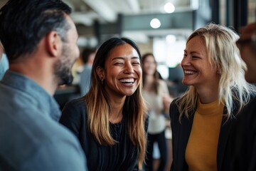 Business people are smiling and chatting diverse person office.
