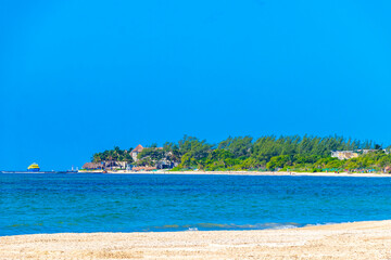 Tropical Caribbean beach clear turquoise water Playa del Carmen Mexico.