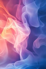 Fototapeta premium Abstract smoke waves in soft pink and blue hues create a dreamy atmosphere.