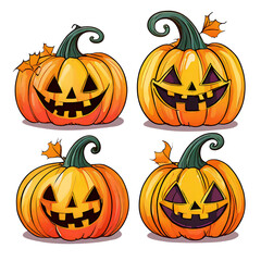 set of halloween pumpkins