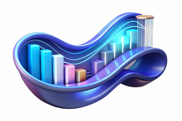 3D Glowing Abstract Digital Wave Transitioning into Marketing Analytics Dashboard - Dynamic Flow of Data Insights Visualization