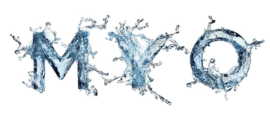 Water Splashes Forming the Word MYO