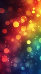 Obraz premium Vibrant abstract background with colorful circular bokeh lights from red to green.
