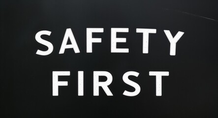 safety first text lettering on blackboard chalkboard background
