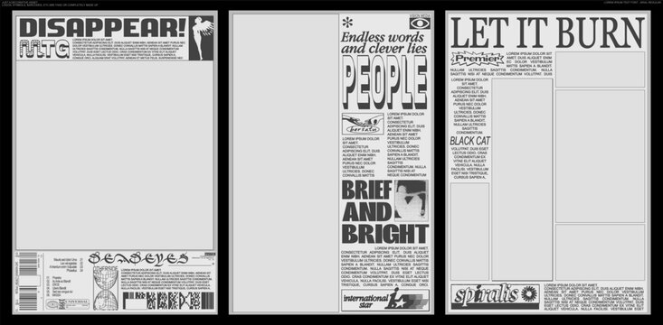 retro aesthetic poster design collection.
cover, flyer, newspaper style layout template.