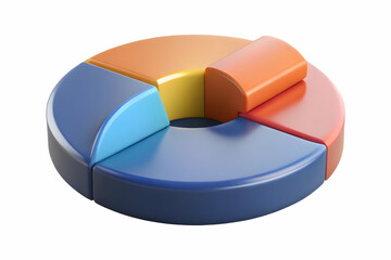 Sleek Flat Glowing Abstract Pie Chart Illustration with Highlighted Marketing Segments for Smart Business Strategy