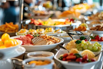 Buffet breakfast food brunch person.