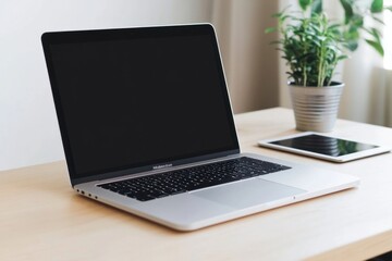 Fototapeta premium Laptop mockup laptop tablet electronics.