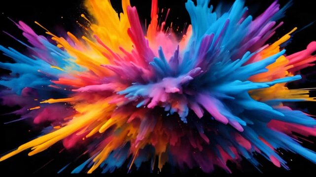 Colored powder explosion black background
