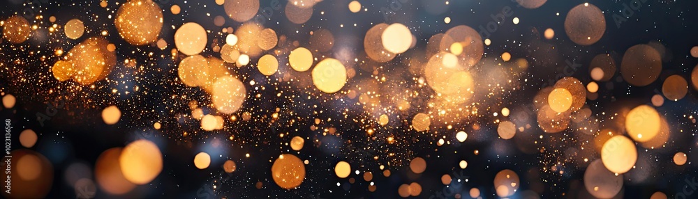 Poster stunning golden bokeh lights create a magical atmosphere, perfect for backgrounds or festive themes 