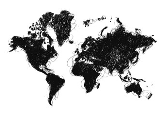 World map with a colorful, geometric pattern made of triangles. Perfect for travel, diversity, and global themes.