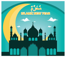 Art Muharram, Islamic New Year. flat vector modern illustration