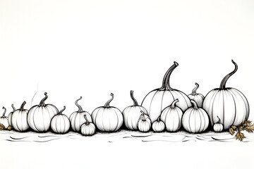 Continuous line drawing of pumpkins.