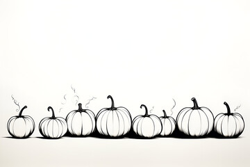 Continuous line drawing of pumpkins.