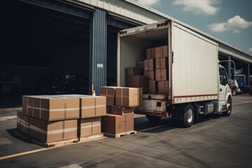 Shipping package cardboard vehicle truck.