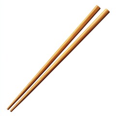 Pair of wooden chopsticks isolated on a white background.