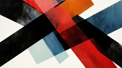 Fototapeta premium Abstract composition with bold colors and intersecting shapes, conveying dynamic energy.