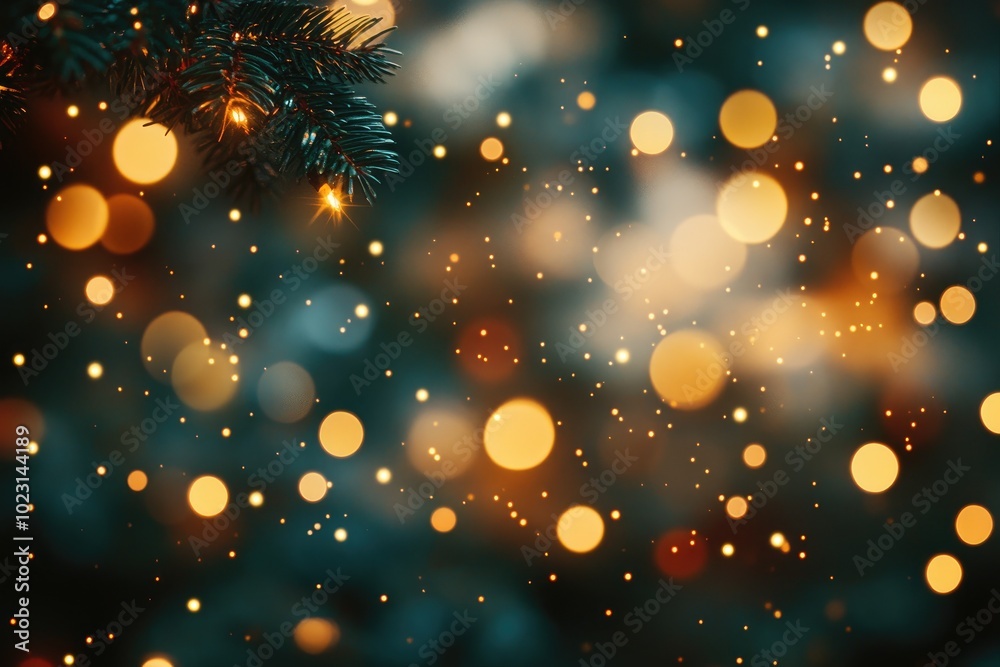 Poster Christmas lights creating a colorful festive bokeh background
