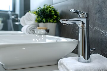 Modern Bathroom Sink with Sleek Faucet and Elegant Decor