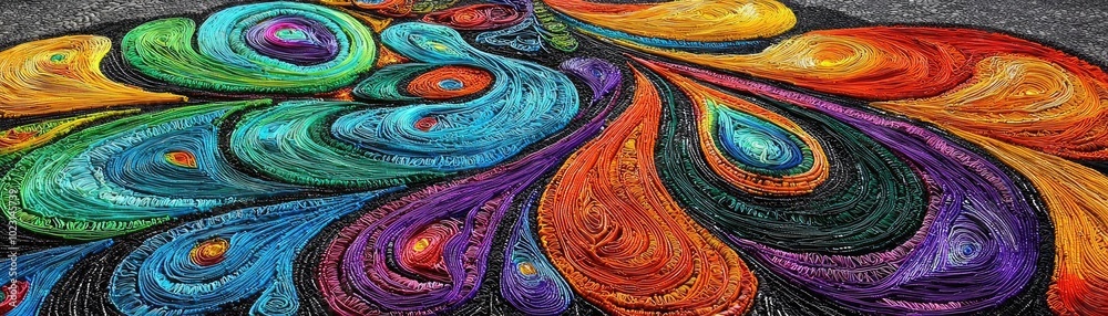 Poster vibrant swirl of colorful patterns brings a lively artistic touch, perfect for backgrounds or creati