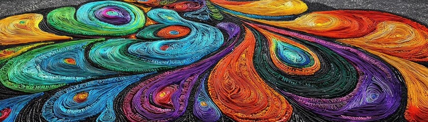 Vibrant swirl of colorful patterns brings a lively artistic touch, perfect for backgrounds or creative projects.