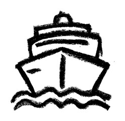 Ship Transport Crayon Chalk Drawing Icon Vector